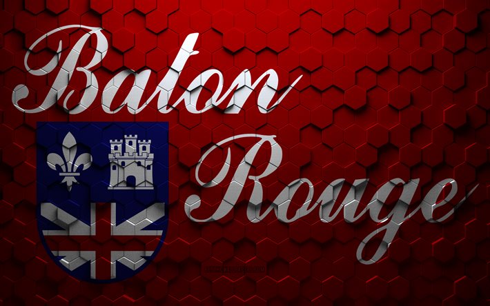 Flagga av Baton Rouge, Louisiana, bikakekonst, Baton Rouge hexagons flagga, Baton Rouge, 3d hexagons art, Baton Rouge flagga