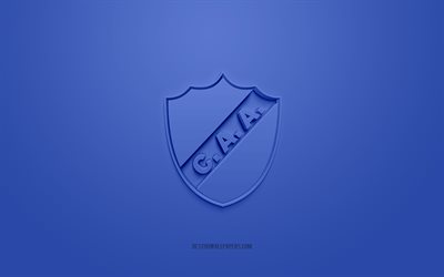 Club Atletico Alvarado, logo 3D creativo, sfondo blu, squadra di calcio Argentina, Primera B Nacional, Buenos Aires, Argentina, arte 3d, calcio, Club Atletico Alvarado logo 3d
