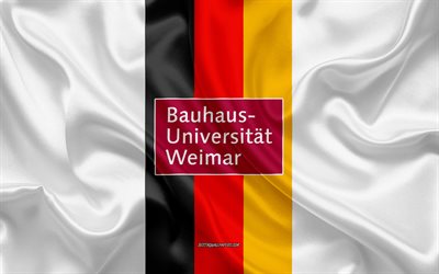 Emblema dell&#39;Universit&#224; Bauhaus di Weimar, bandiera tedesca, logo dell&#39;Universit&#224; Bauhaus di Weimar, Weimar, Germania, Universit&#224; Bauhaus di Weimar