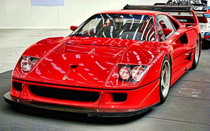 Ferrari F40 LM, 4k, superautot, 1991 autoa, retroautot, HDR, 1991 Ferrari F40, italialaiset autot, Ferrari