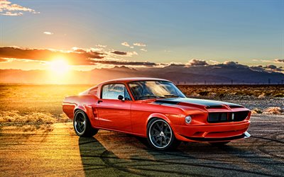Ford Mustang, 4k, muscle cars, 1968 cars, HDR, retro cars, 1968 Ford Mustang, american cars, Ford