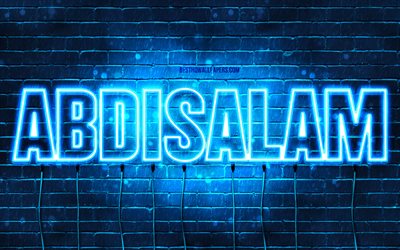 Abdisalam, 4k, wallpapers with names, Abdisalam name, blue neon lights, Happy Birthday Abdisalam, popular arabic male names, picture with Abdisalam name