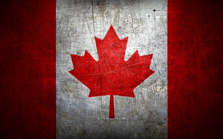 Bandeira canadense de metal, arte grunge, pa&#237;ses da Am&#233;rica do Norte, Dia do Canad&#225;, s&#237;mbolos nacionais, bandeira do Canad&#225;, bandeiras de metal, Bandeira do Canad&#225;, Am&#233;rica do Norte, Bandeira canadense, Canad&#225;