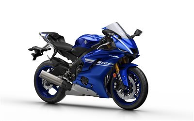 Yamaha YZF-R6 s&#252;per spor, 2017, Yeni motosiklet, mavi YZF-R6, spor bisiklet, Japonya, Yamaha