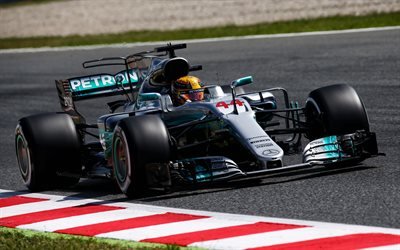 4k, Lewis Hamilton, F1, Mercedes AMG F1 Team, Formula 1, W08 Hybrid