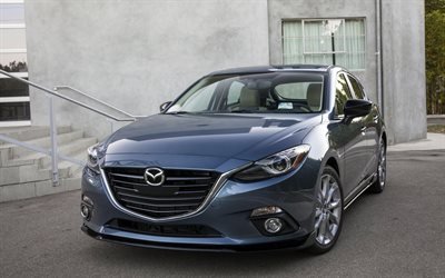 Mazda 3, 2017, Japanese cars, blue Mazda 3, hatchback