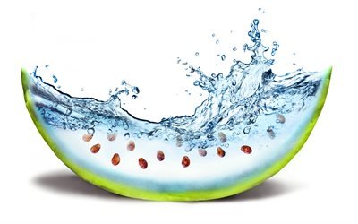 Melon d&#39;eau, de l&#39;eau, la 3d, la past&#232;que, les fruits, l&#39;&#233;t&#233;