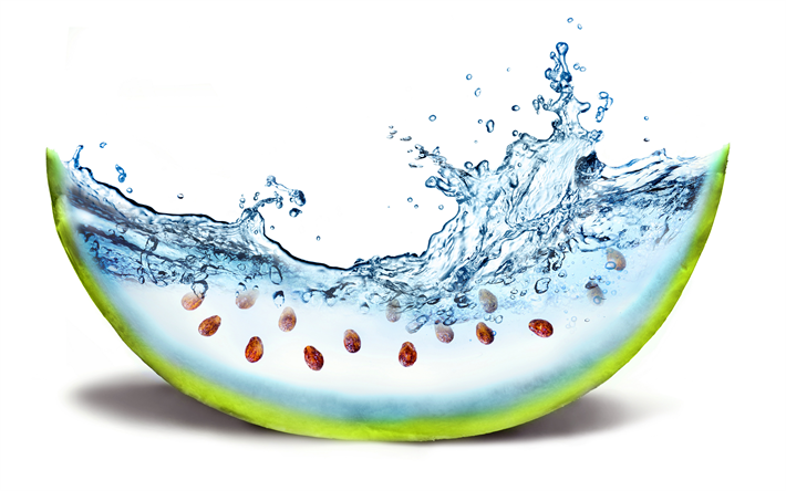 Melon d&#39;eau, de l&#39;eau, la 3d, la past&#232;que, les fruits, l&#39;&#233;t&#233;