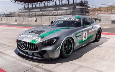 Mercedes-AMG GT4, 2019, Kilpa-auto, kilparadalla, Saksalainen urheiluauto, Mercedes