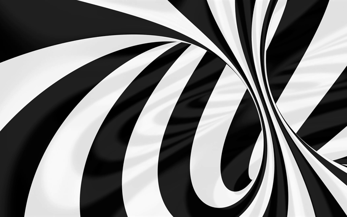 vortex, 4k, black and white, 3d, art, lines