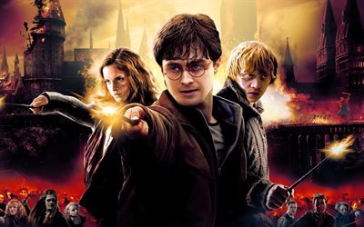 4k, Harry Potter ja Kuoleman Varjelukset, fantasia, Daniel Radcliffe, Emma Watson, Hermione Granger