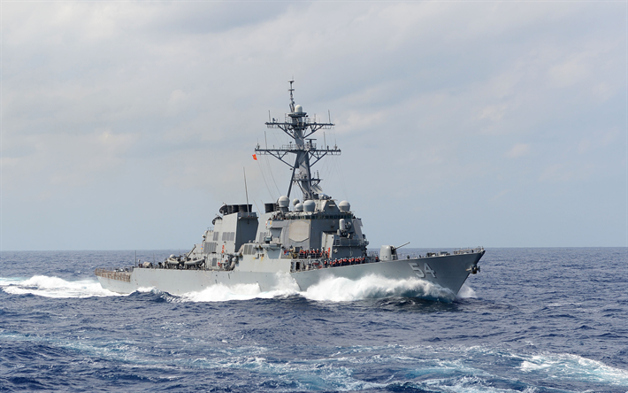 USSバークArleigh, 4k, DDG-51, 海, 米海軍, 駆逐艦, NATO, 軍艦