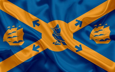 Bandeira de Halifax, 4k, textura de seda, Cidade canadense, de seda azul da bandeira, Halifax bandeira, Nova Scotia, Canada, arte, Am&#233;rica Do Norte, Halifax