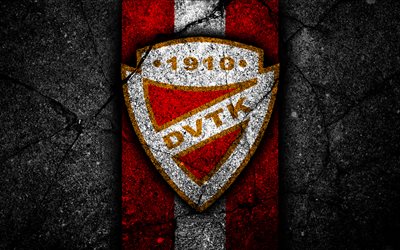 4k, DVTK FC, logotyp, Ungerska Liga, fotboll, OBS JAG, svart sten, football club, Ungern, DVTK, asfalt konsistens, FC DVTK