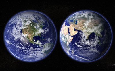Terra, todos os continentes, hemisf&#233;rio, espa&#231;o aberto, c&#233;u estrelado, sistema solar, globo