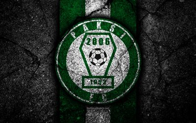 4k, Paksi FC, logo, Hungarian Liga, soccer, NB I, black stone, football club, Hungary, Paksi, football, asphalt texture, FC Paksi