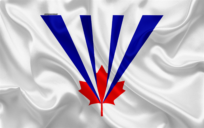 العلم فوغان, 4k, نسيج الحرير, المدينة الكندية, الحرير الأبيض العلم, فوغان العلم, أونتاريو, كندا, الفن, أمريكا الشمالية, فوغان