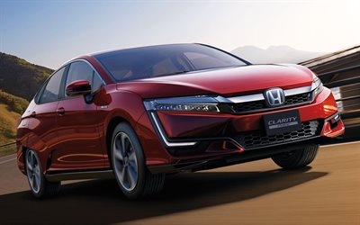 Honda Clarity Plug-In Hybrid, road, 2018 cars, electric cars, motion blur, Honda Clarity, japanese cars, Honda