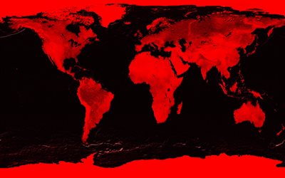 red world map, Earth, geographic map, continents, ocean, art, world map concepts