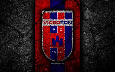 4k, Videoton FC, logo, ungherese Liga, calcio, NB io, pietra nera, club di calcio, Ungheria, Videoton, asfalto texture