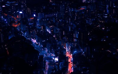 4k, Tokyo, paesaggi notturni, strade, edifici, Asia, Giappone