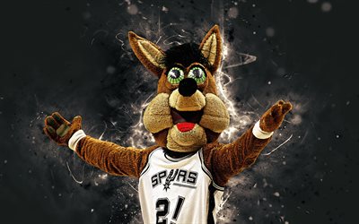 The Coyote, 4k, mascot, San Antonio Spurs, basketball, abstract art, NBA, creative, USA, San Antonio Spurs mascot, National Basketball Association, NBA mascots, official mascot