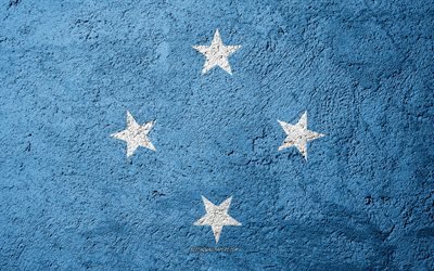 Bandeira da Micron&#233;sia, textura de concreto, pedra de fundo, Micron&#233;sia bandeira, Oceania, Micron&#233;sia, bandeiras da pedra
