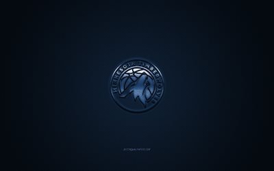 Minnesota Timberwolves, American basketball club, NBA, blue logo, blue carbon fiber background, basketball, Minneapolis, Minnesota, USA, National Basketball Association, Minnesota Timberwolves logo