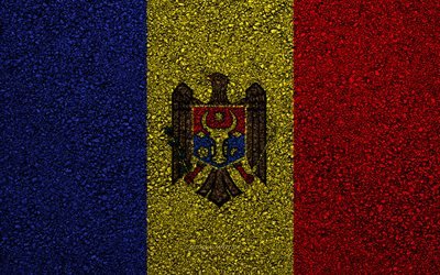 Avrupa &#252;lkelerinin Moldova bayrağı, asfalt doku, asfalt bayrağı, Moldova bayrağı, Avrupa, Moldova, bayraklar