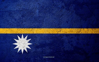 Bandeira de Nauru, textura de concreto, pedra de fundo, Oceania, Nauru, bandeiras da pedra