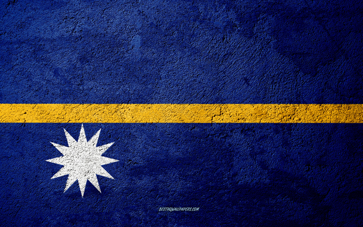 Bandiera di Nauru, cemento texture di pietra, sfondo, Risata bandiera, Oceania, Nauru, flag su pietra