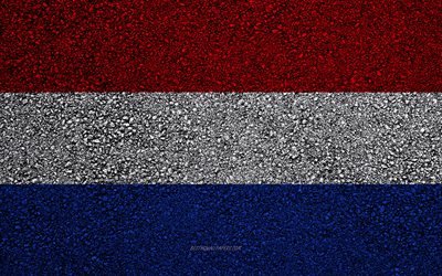 Flagg Nederl&#228;nderna, asfalt konsistens, flaggan p&#229; asfalt, Nederl&#228;nderna flagga, Europa, Nederl&#228;nderna, flaggor f&#246;r europeiska l&#228;nder
