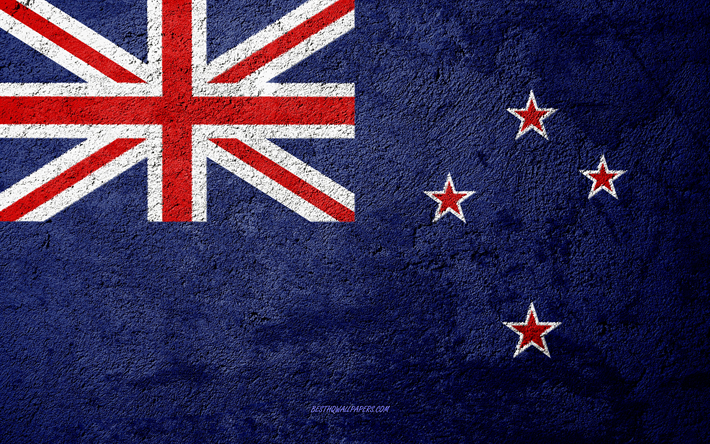 Flag of New Zealand, concrete texture, stone background, New Zealand flag, Oceania, New Zealand, flags on stone