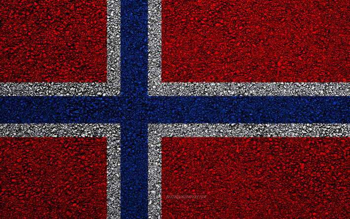 Flag of Norway, asphalt texture, flag on asphalt, Norway flag, Europe, Norway, flags of european countries