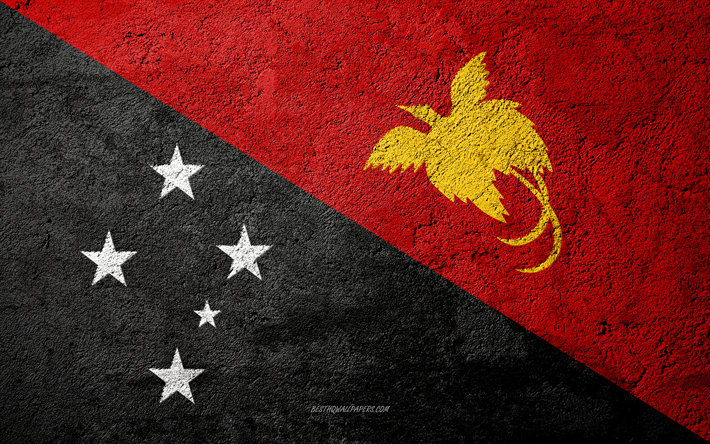 flagge von papua-neuguinea, beton, textur, stein, hintergrund, papua-neuguinea flagge, ozeanien, papua-neu-guinea flaggen auf stein