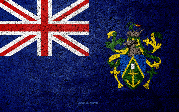 Lipun Pitcairnin, betoni rakenne, kivi tausta, Pitcairnin lippu, Oseania, Pitcairn Islands, liput kivi