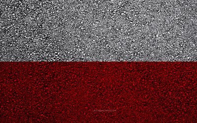 Flagg, asfalt konsistens, flaggan p&#229; asfalt, Polens flagga, Europa, Polen, flaggor f&#246;r europeiska l&#228;nder