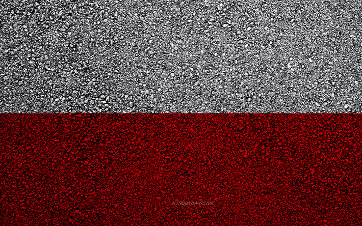 Flagg, asfalt konsistens, flaggan p&#229; asfalt, Polens flagga, Europa, Polen, flaggor f&#246;r europeiska l&#228;nder