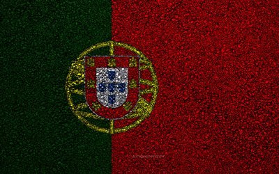 La bandera de Portugal, el asfalto de la textura, de la bandera en el asfalto, la bandera de Portugal, de Europa, Portugal, las banderas de los países europeos