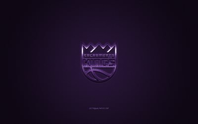 サクラメントキング, アメリカのバスケットボール部, NBA, 紫色のロゴ, 紫炭素繊維の背景, バスケット, サクラメント, カリフォルニア, 米国, 全国バスケットボール協会, サクラメントキングスロゴ