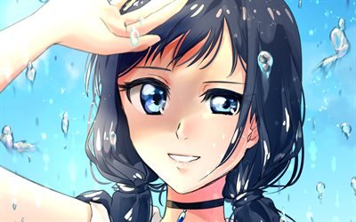 4k, Love Hina, tytt&#246;, jolla on siniset silm&#228;t, S&#228;&#228;n Kanssasi, manga, Makoto Shinkai, Amano Hina