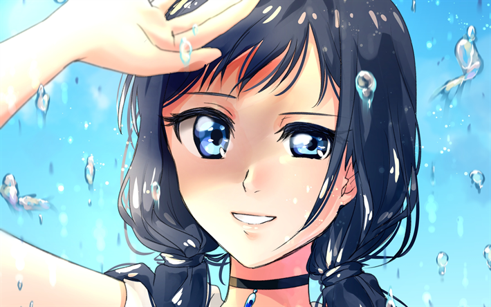 4k, Hina Amano, girl with blue eyes, Weathering With You, manga, Makoto Shinkai, Amano Hina