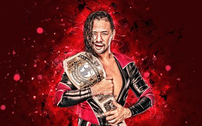 Shinsuke Nakamura, 4k, Japanilaiset painijat, WWE, paini, neon valot, painijat, Shinsuke Nakamura 4K