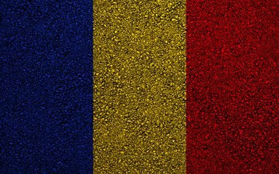 Flag of Romania, asphalt texture, flag on asphalt, Romania flag, Europe, Romania, flags of european countries, Romanian flag