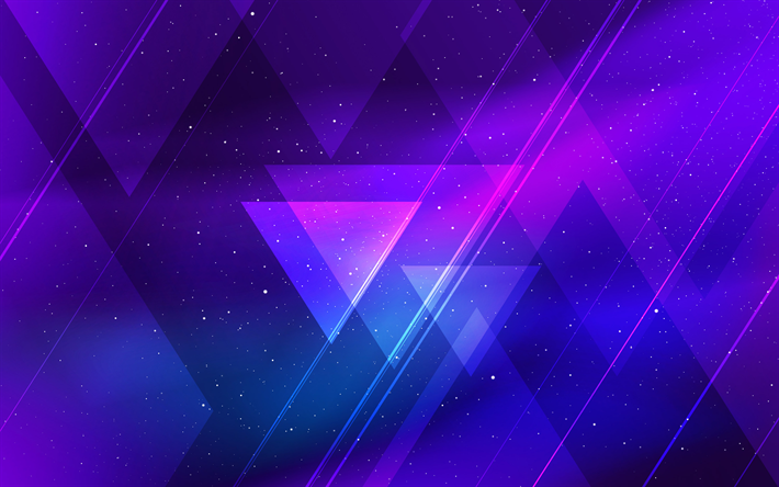 violetti kolmiot, materiaali suunnittelu, geometrisia muotoja, lollipop, linjat, luova, violetti taustat, abstrakti taide