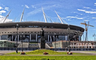 Pietari-Stadion, Gazprom-Areena, Krestovsky Stadium, Saint Petersburg, Ven&#228;j&#228;, moderni urheilu arena, jalkapallo-stadion, FC Zenit Saint Petersburg-stadion