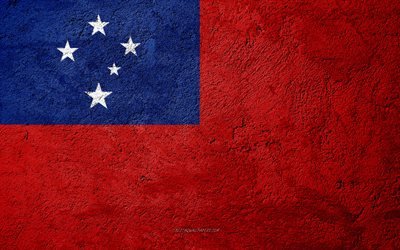 Flag of Samoa, concrete texture, stone background, Samoa flag, Oceania, Samoa, flags on stone