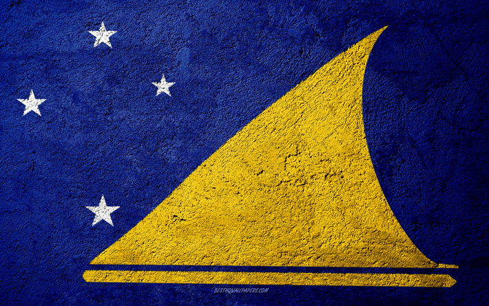 Flaggan i Tokelau, konkret struktur, sten bakgrund, Tokelau flagga, Oceanien, Tokelau, flaggor p&#229; sten