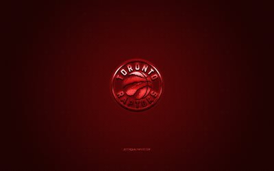 Toronto Raptors, Canadian basketball club, NBA, red logo, red carbon fiber background, basketball, Toronto, Canada, USA, National Basketball Association, Toronto Raptors logo