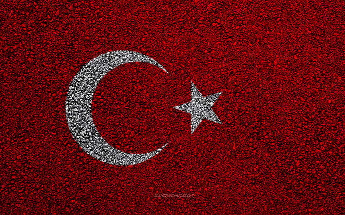 Bandera de Turqu&#237;a, el asfalto de la textura, de la bandera en el asfalto, la bandera de Turqu&#237;a, Europa, Turqu&#237;a, las banderas de los pa&#237;ses europeos